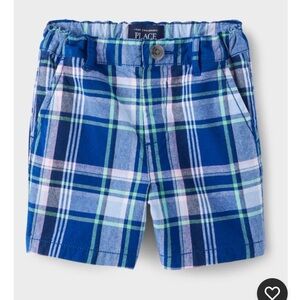 The Children's Place Boy's Shorts Adjustable Waist Blue Plaid‎ Casual Size 4T